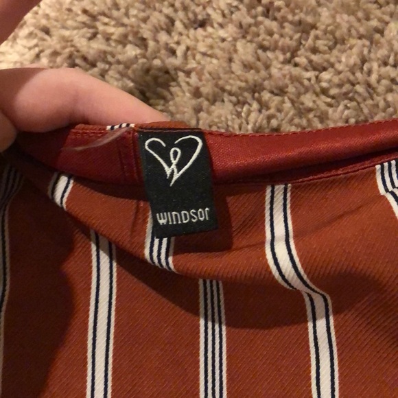 Windsor cropped orange tank top with white stripes - Picture 3 of 3